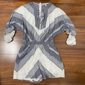 Intermix Chevron Romper Navy and White
